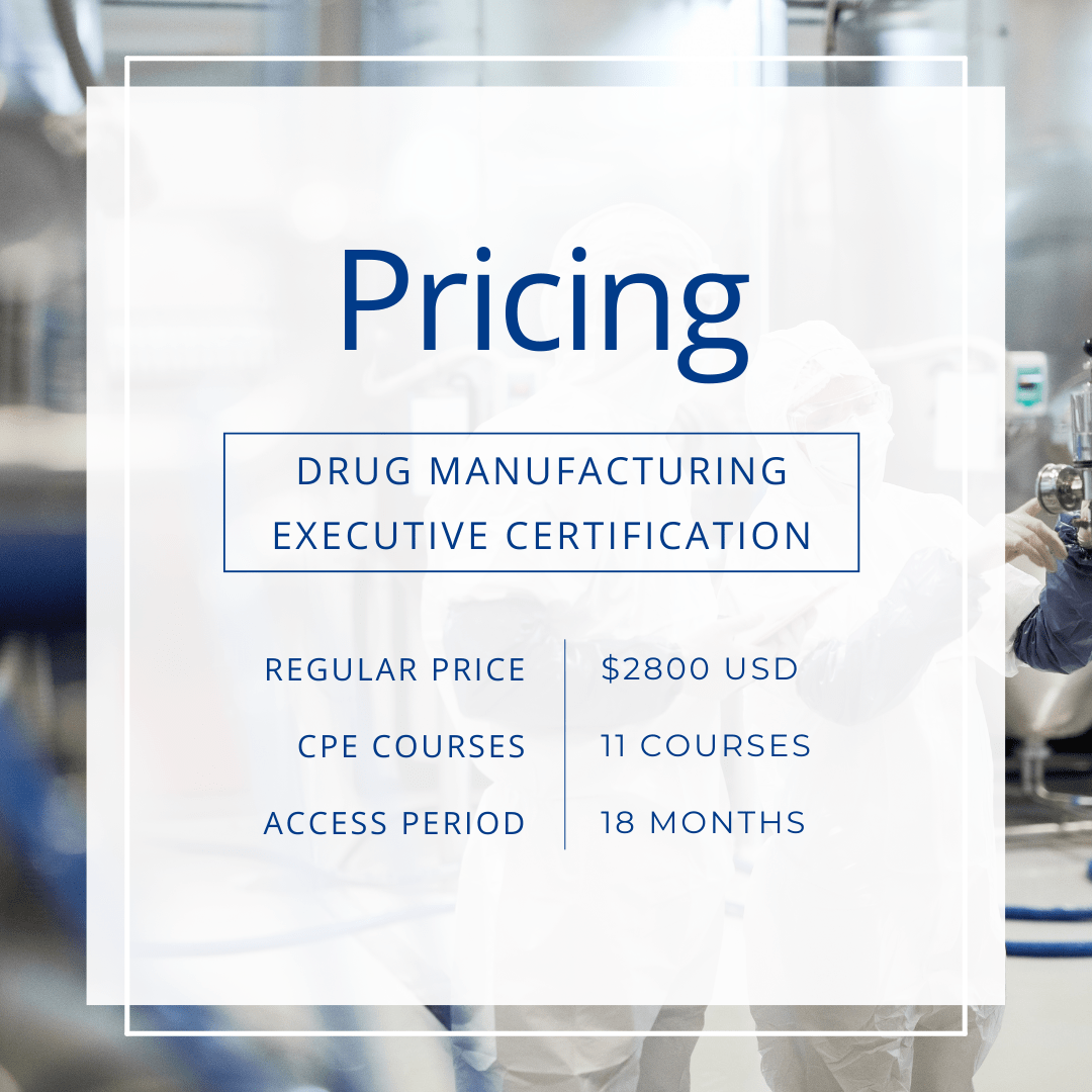 Price Box _Drug Manufacturing Executive Certification_